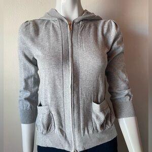 Juicy Couture Soft Grey, 3/4 Sleeve, Hooded, Sweater Top, Size Small